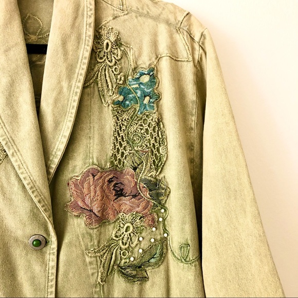 ⚡️Vintage⚡️Marilu Italian Long Embellished Denim Coat - Picture 6 of 13